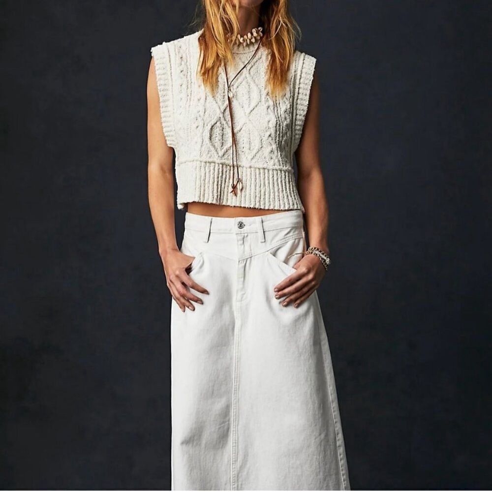 NWT Frye & Co. Vest Sweater White Chunky Knit Size  1X